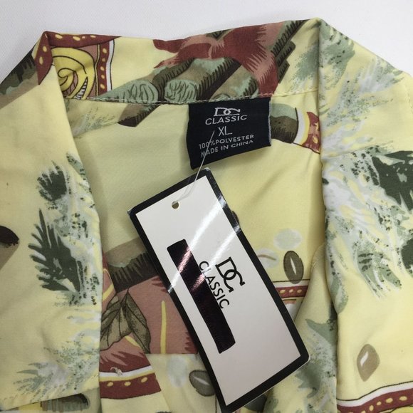 DC Classic Men's Yellow Hawaiian Shirt Las Vegas Palms Cigars Size XL Ex Large - Picture 8 of 9